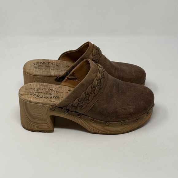 Kork Ease Tilly Clogs Womens 8 M Brown Leather Studded Block Heel Slip On - Picture 3 of 16